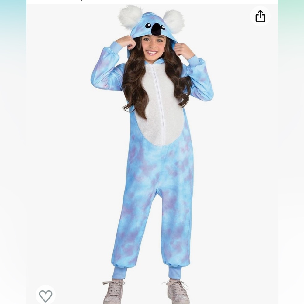 Koala Zipster Hodded Jumpsuit Girls Halloween Costume Party city Onesie size 12